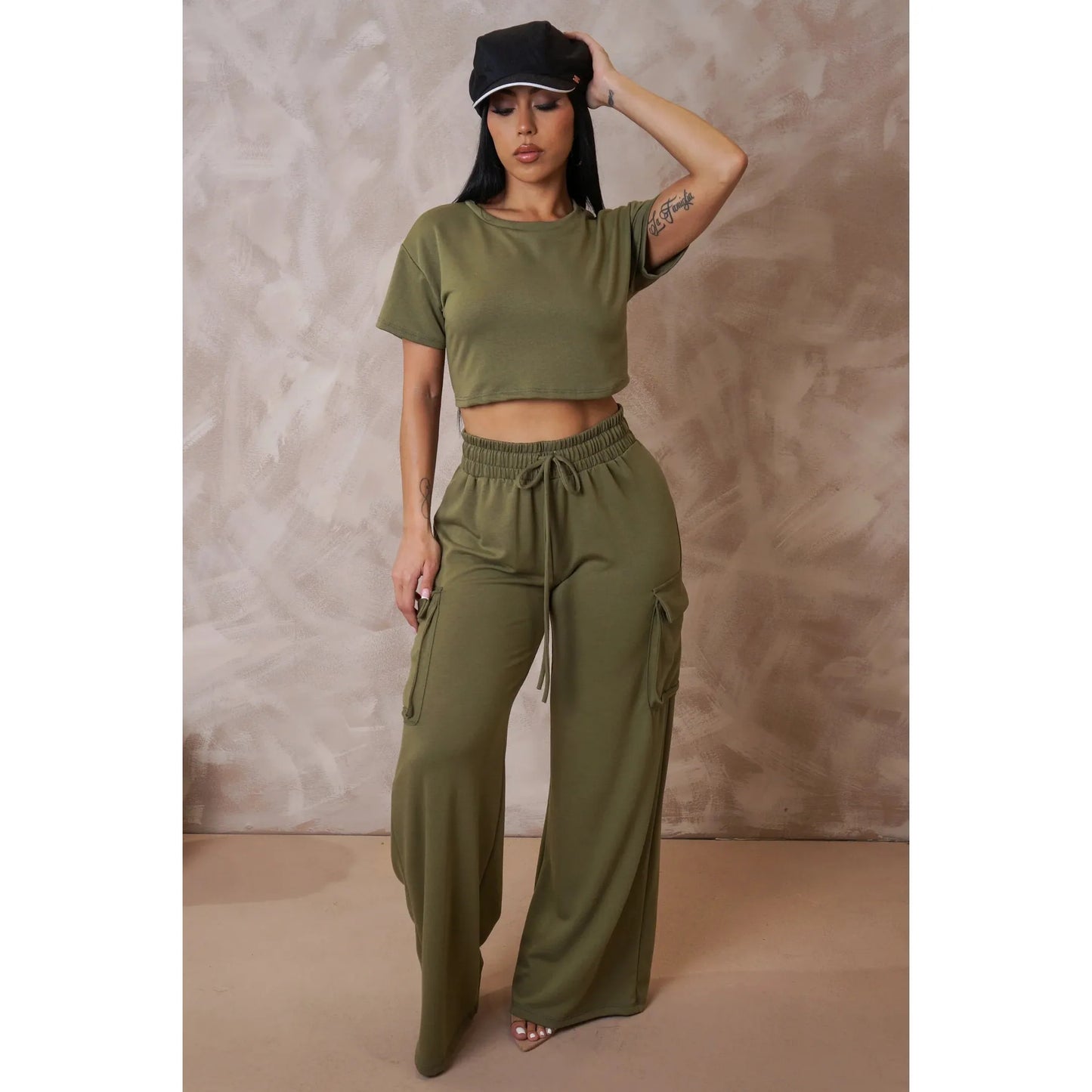 Vibes Pants set- Olive Basic