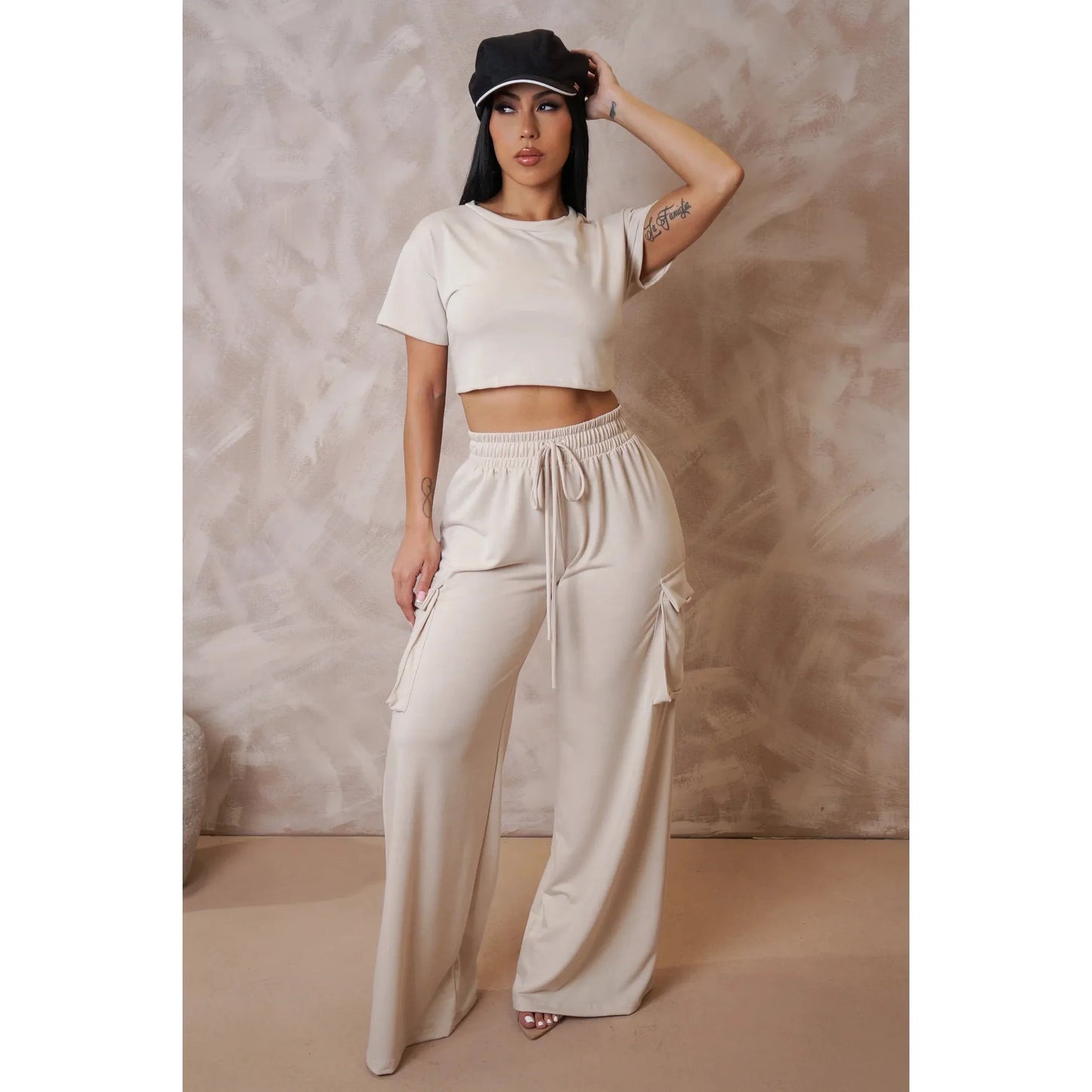 Vibes Pants Set- Bottom New Beige Basic