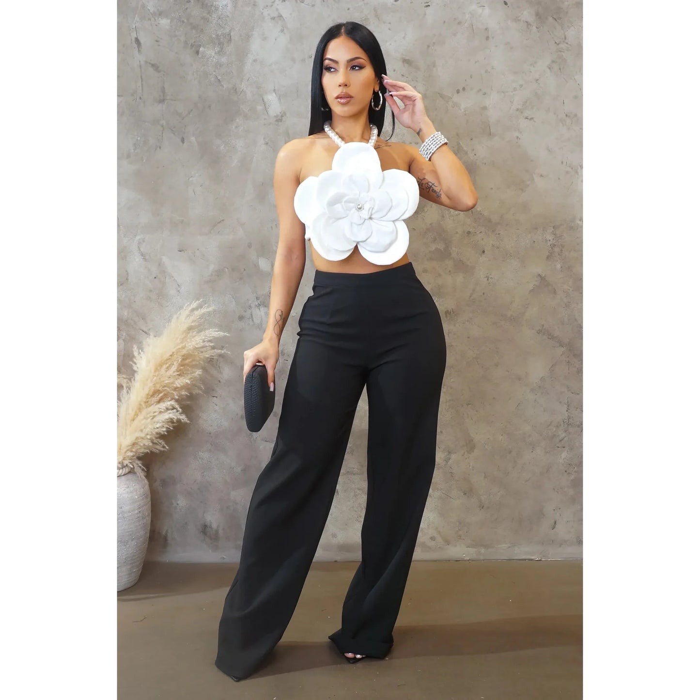 Flower lady Pants Set- New lux vac - London Glam Boutique