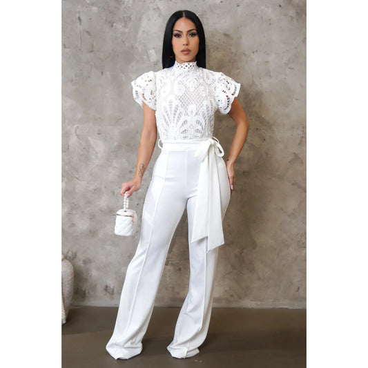 Walker Jumpsuit white Lux val - London Glam Boutique