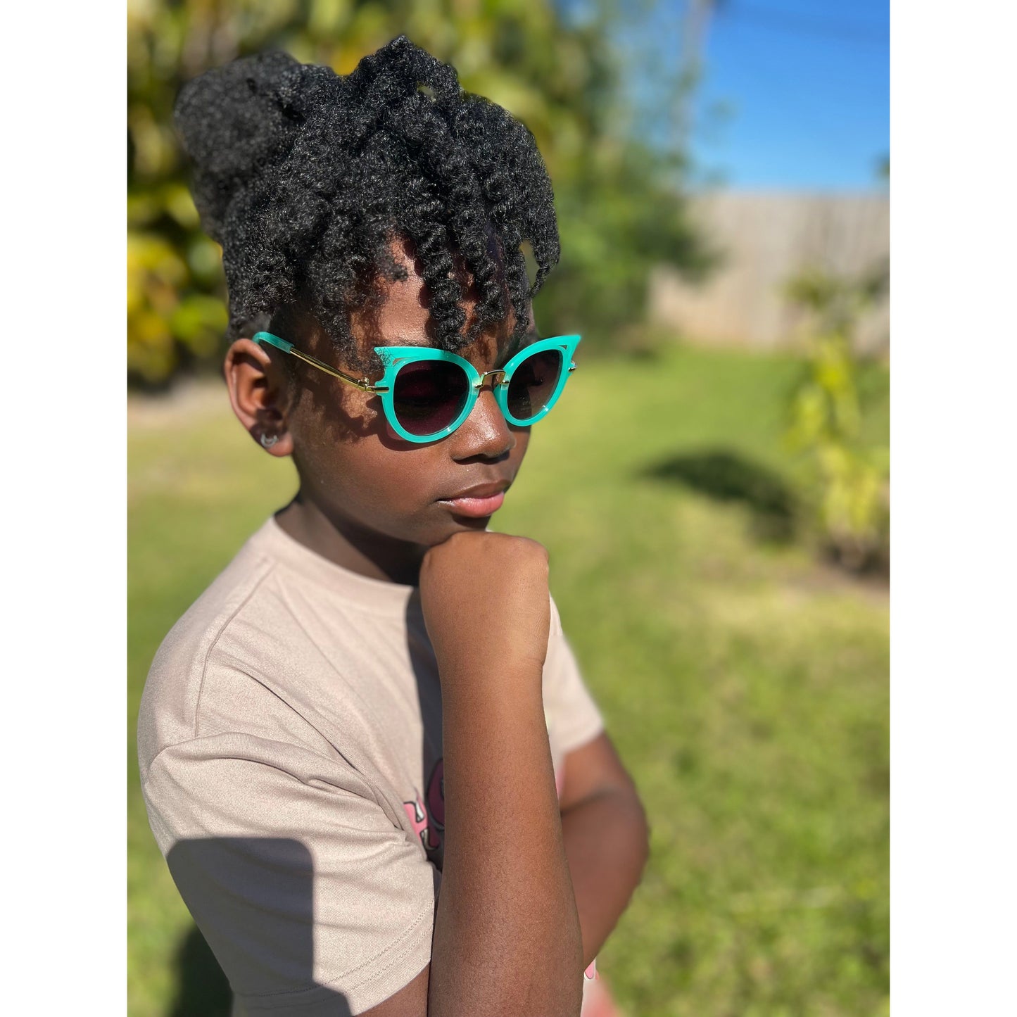 Cat eye sunglasses- Kids Teal - London Glam Boutique