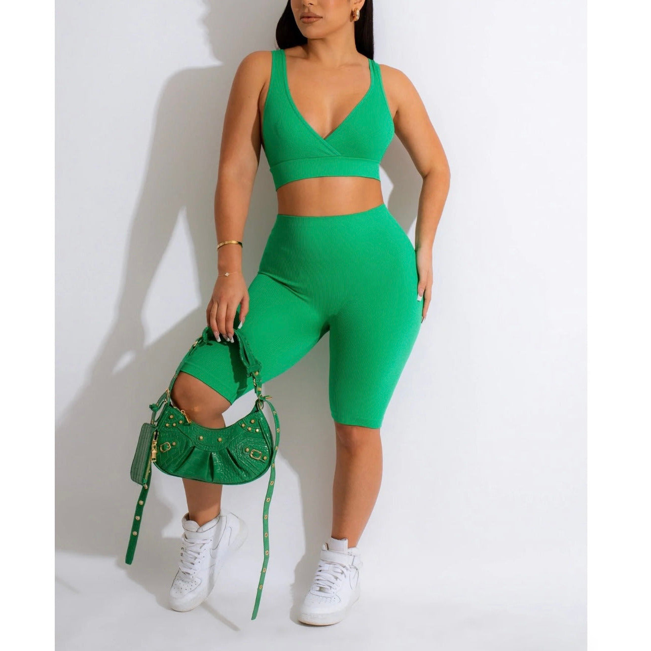 Roma Shorts Set-Green Sale - londonglamboutique