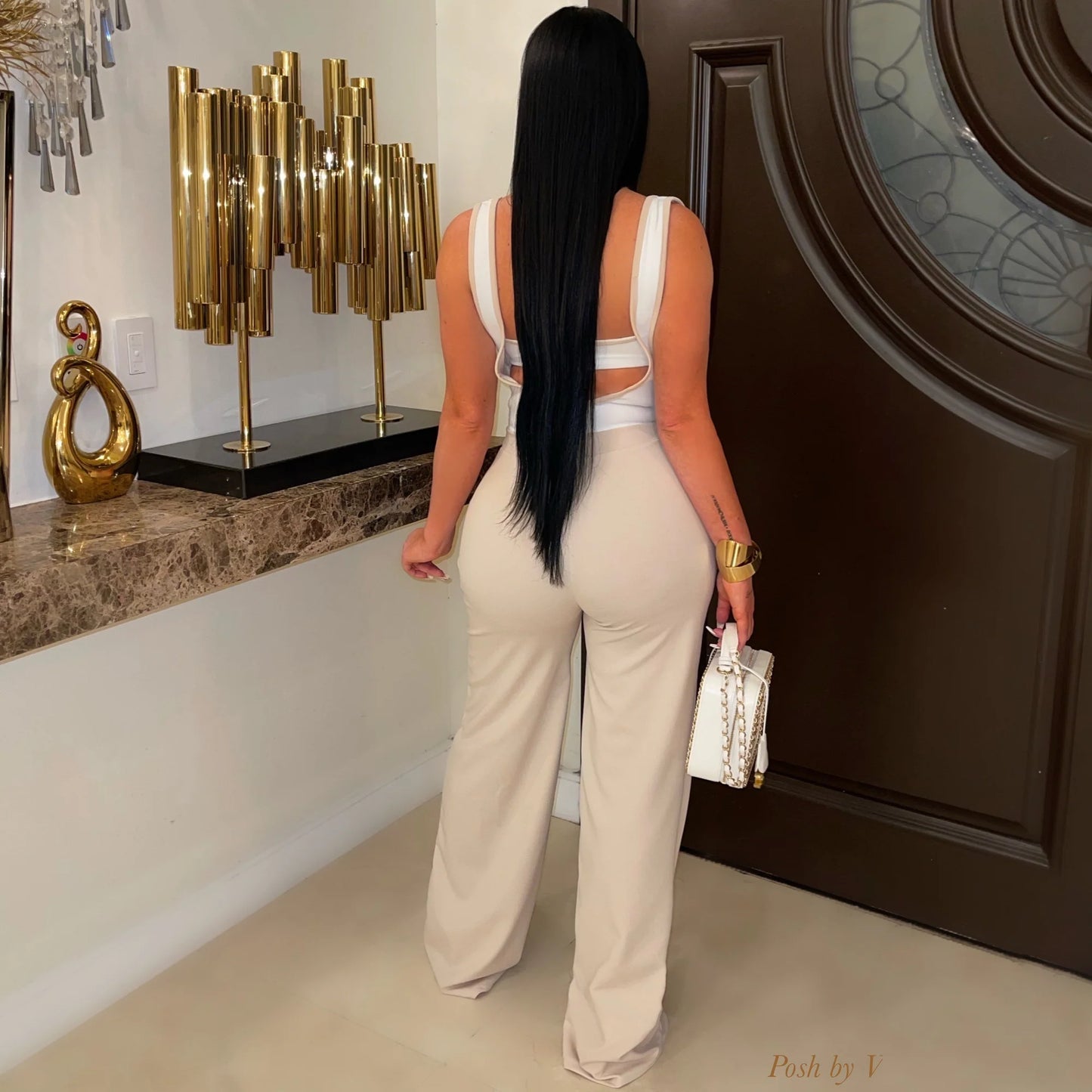 Paris Jumpsuit- New Beige - London Glam Boutique