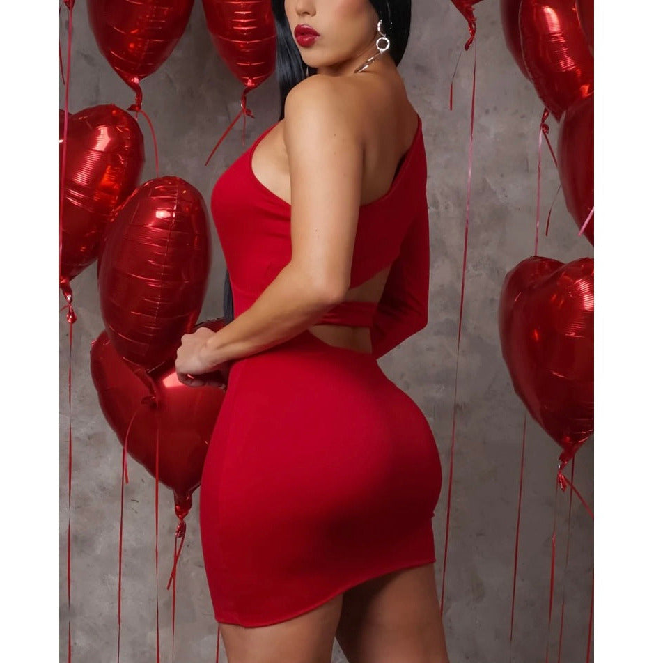 Lady in Red Dress Sexy- Mini - londonglamboutique