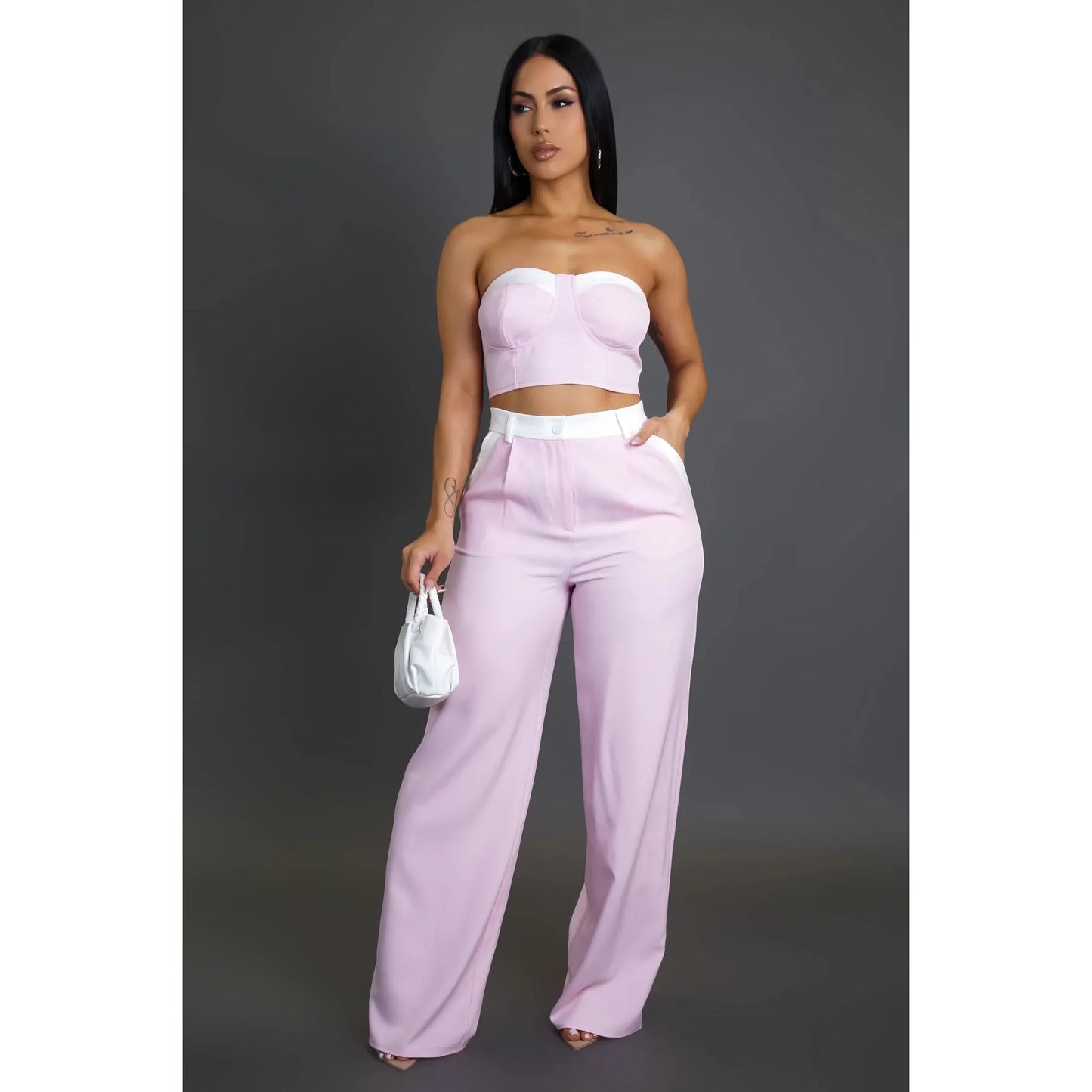 Claire Pants Set Pink- New Val