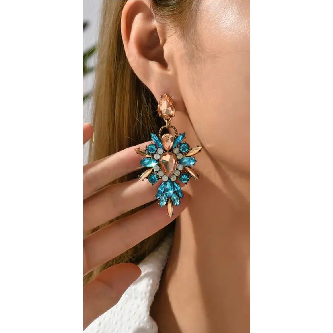 Crystal drop accessories-New (light blue) - London Glam Boutique