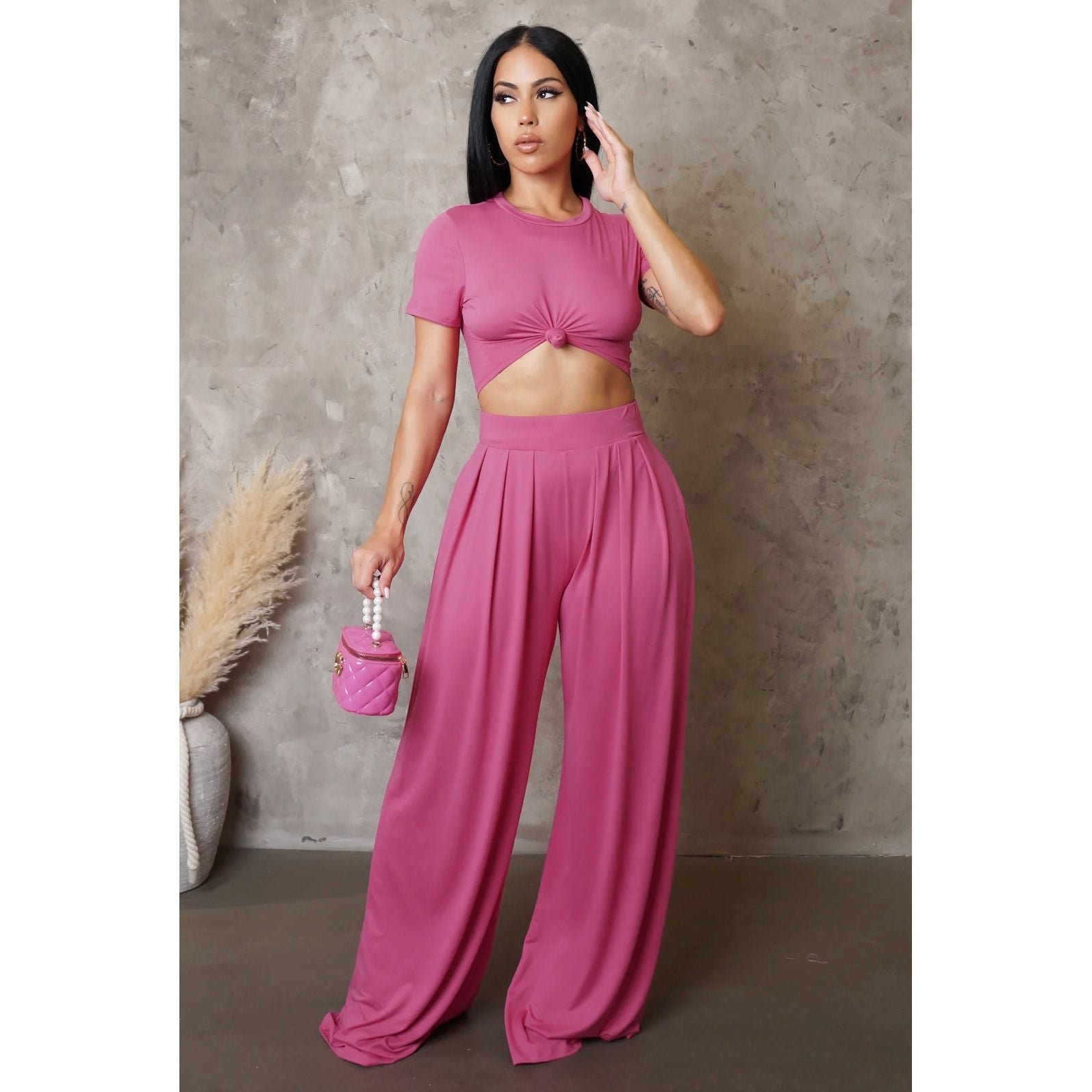 Becky pants set-New (pink) - London Glam Boutique