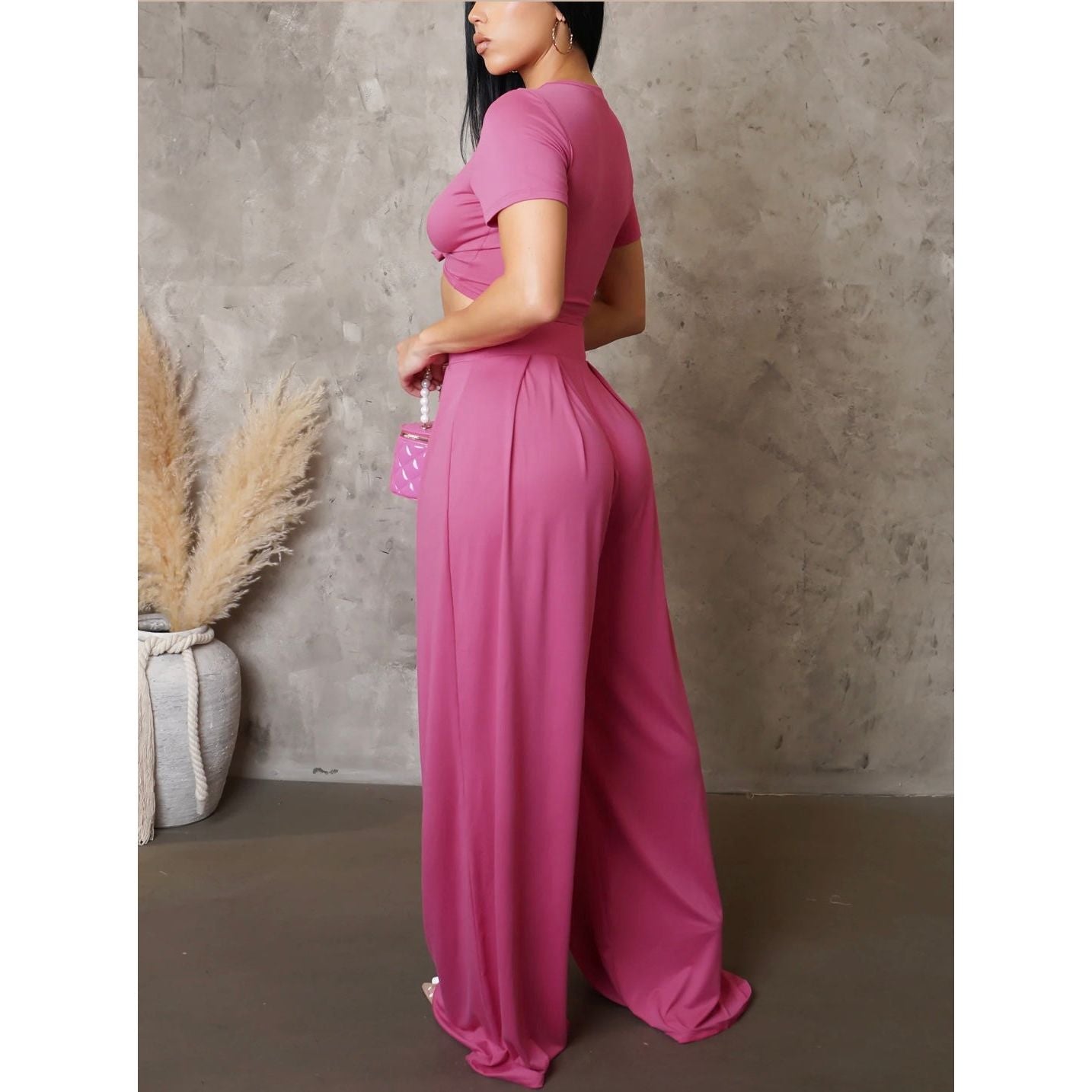 Becky pants set-New (pink) - London Glam Boutique