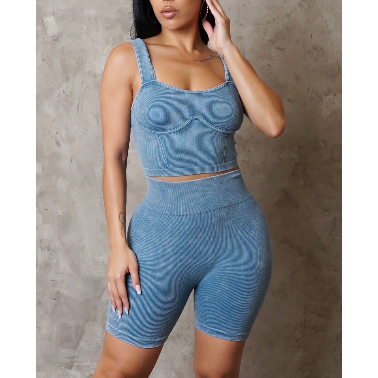 Jay Shorts Set-New (Blue) - London Glam Boutique