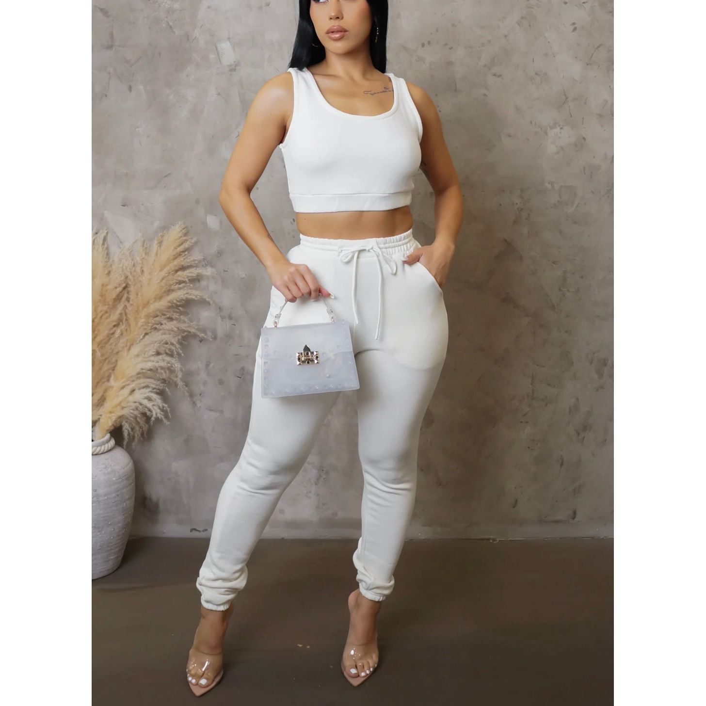 Jay Pants Set- New (White) - London Glam Boutique