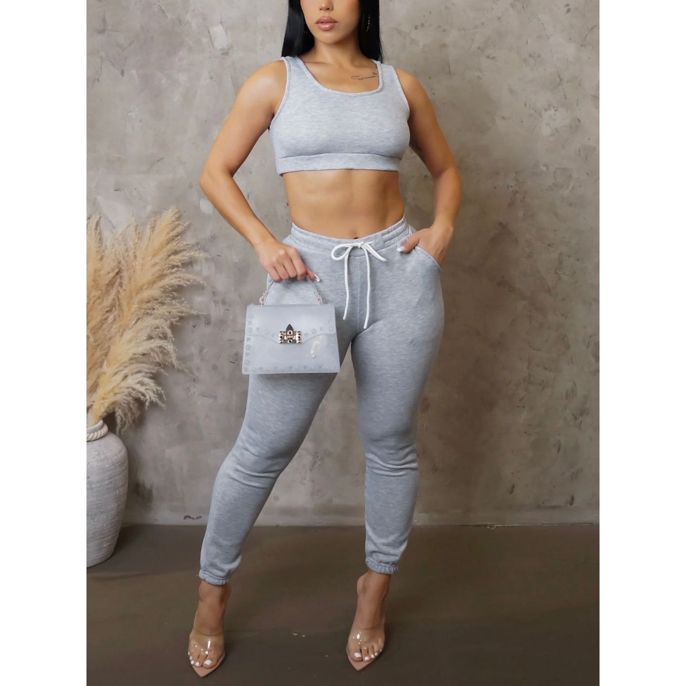 Jay Pants Set-New (Grey) - London Glam Boutique