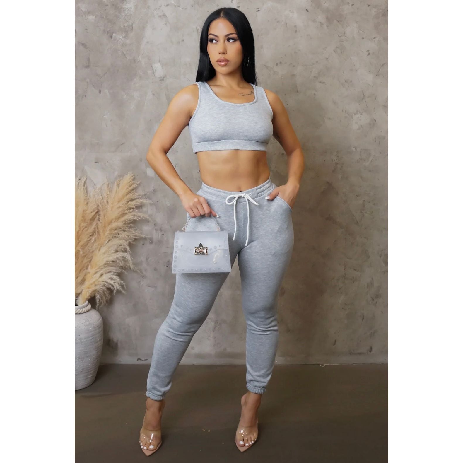 Jay Pants Set-New (Grey) - London Glam Boutique