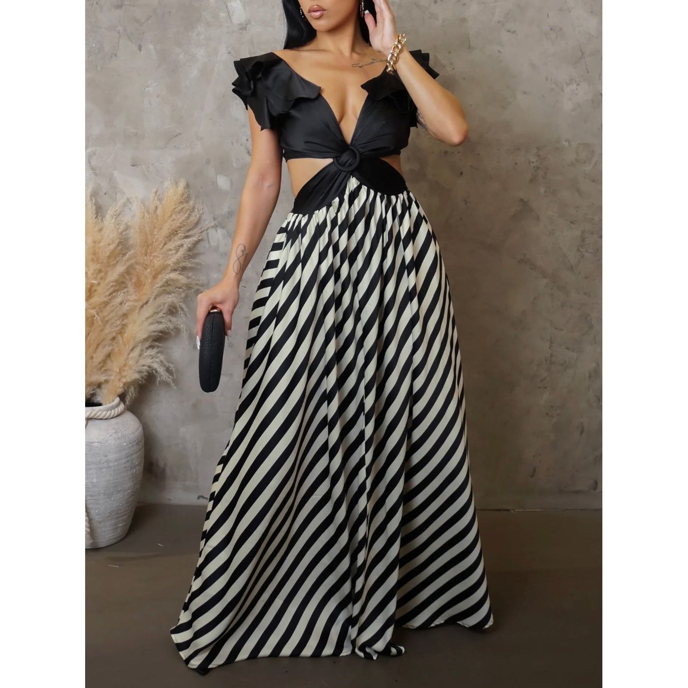 Zebra Maxi Dress-New - London Glam Boutique