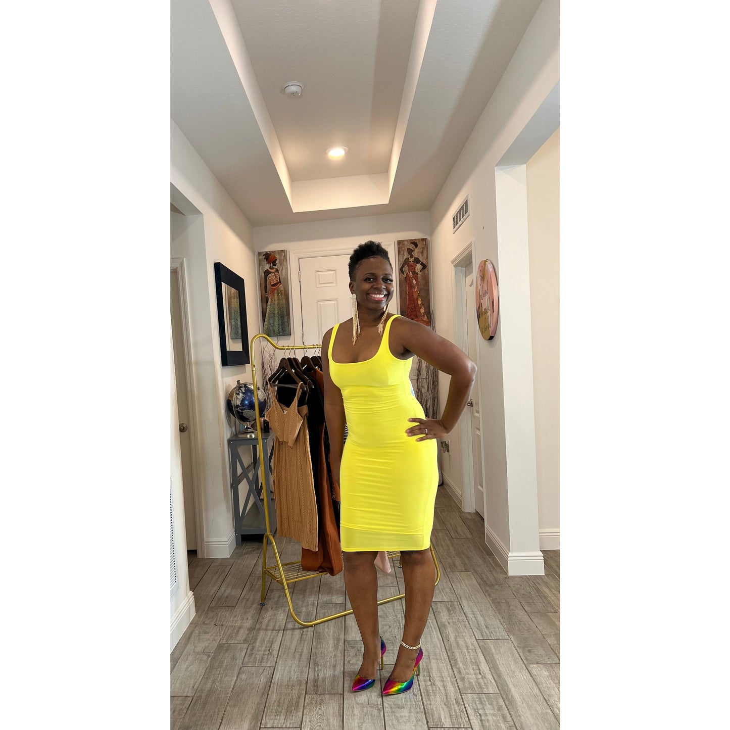 Latoya Dress - Yellow - londonglamboutique