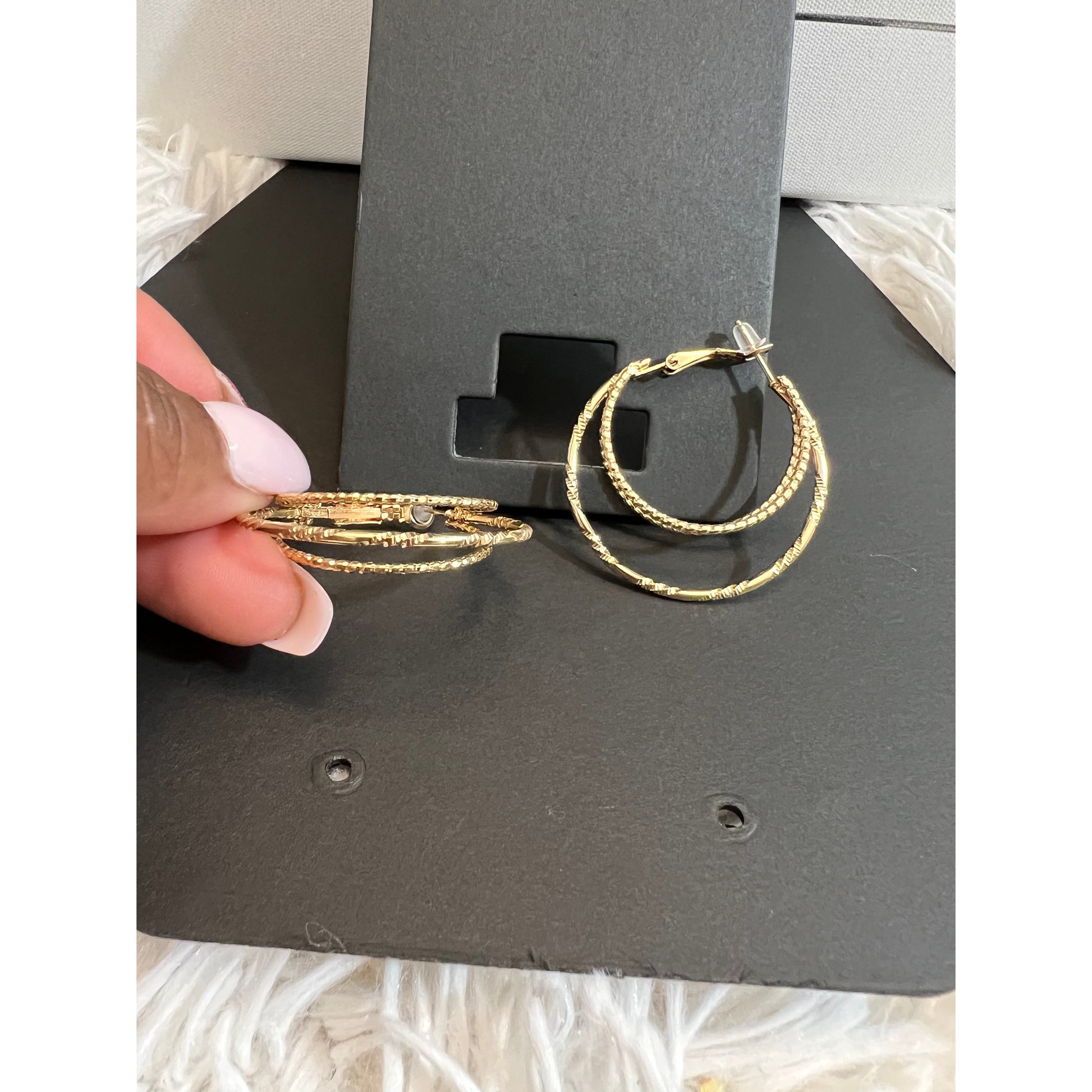 Three ring gold earrings-accessories - londonglamboutique