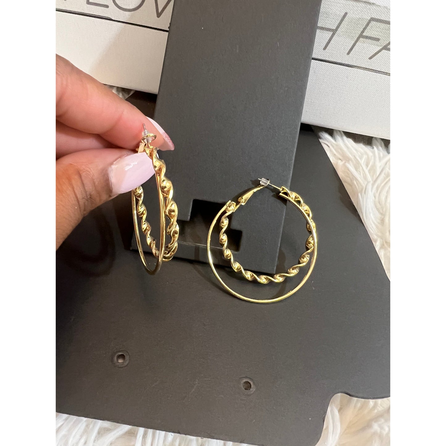 Dom gold earrings-accessories - londonglamboutique