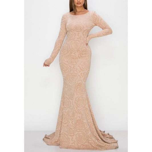 Colleen Maxi Dress beige - londonglamboutique