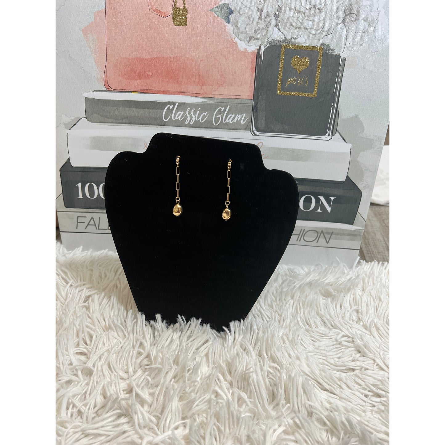 Gold drop earrings-accessories - londonglamboutique