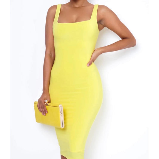 Latoya Dress - Yellow - londonglamboutique